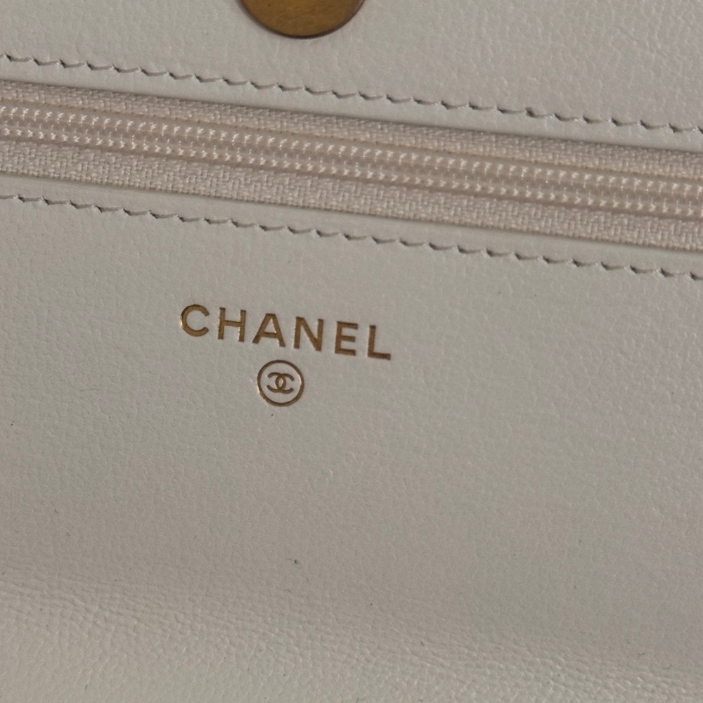 Chanel 19 WOC ivory quilted leather Wallet on Chain mixed metal CC Crossbody - Picture 4 of 7